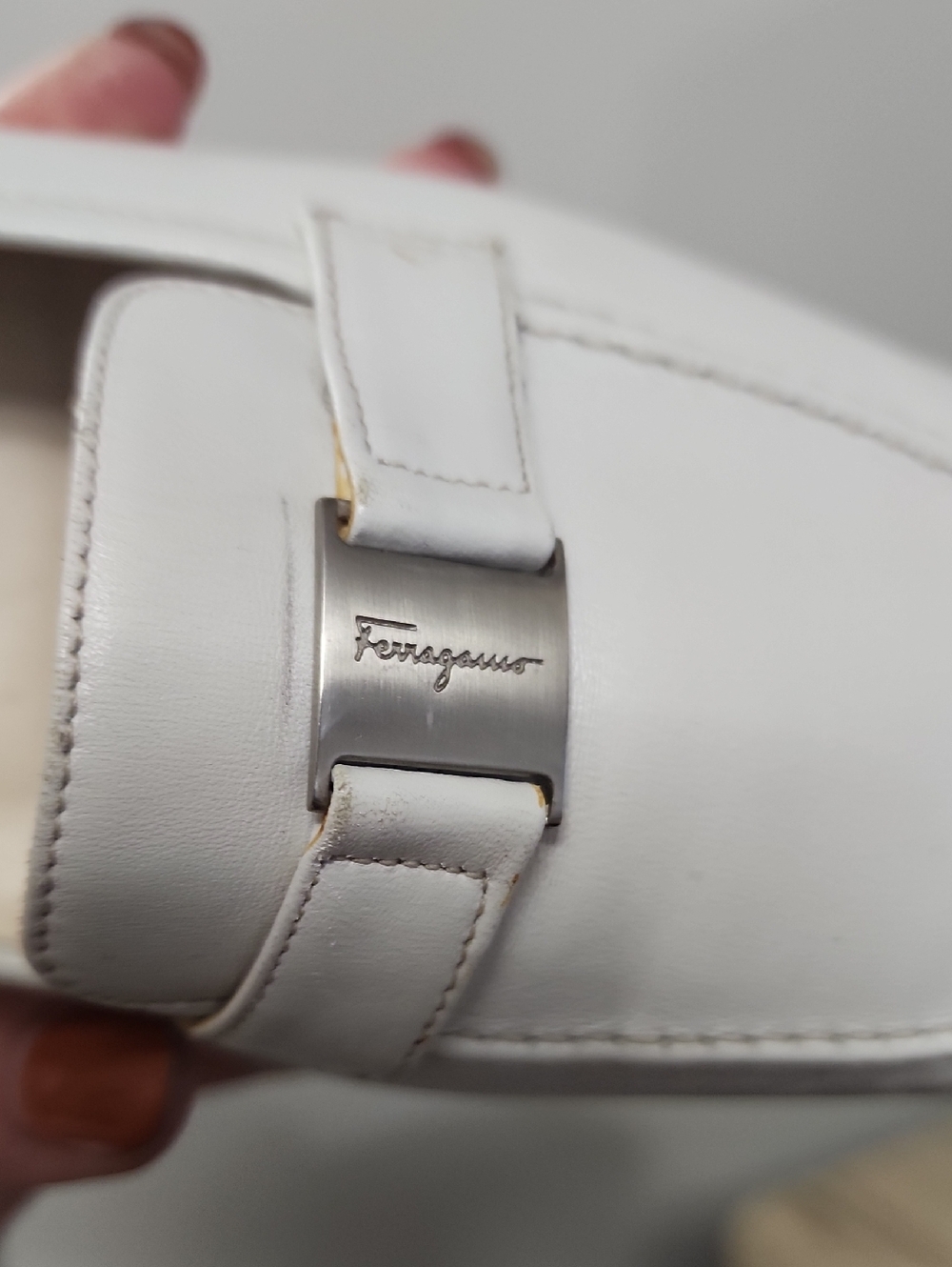 Salvatore Ferragamo Boutique White Leather Loafers Flats 8.5B Italy - Picture 8 of 14